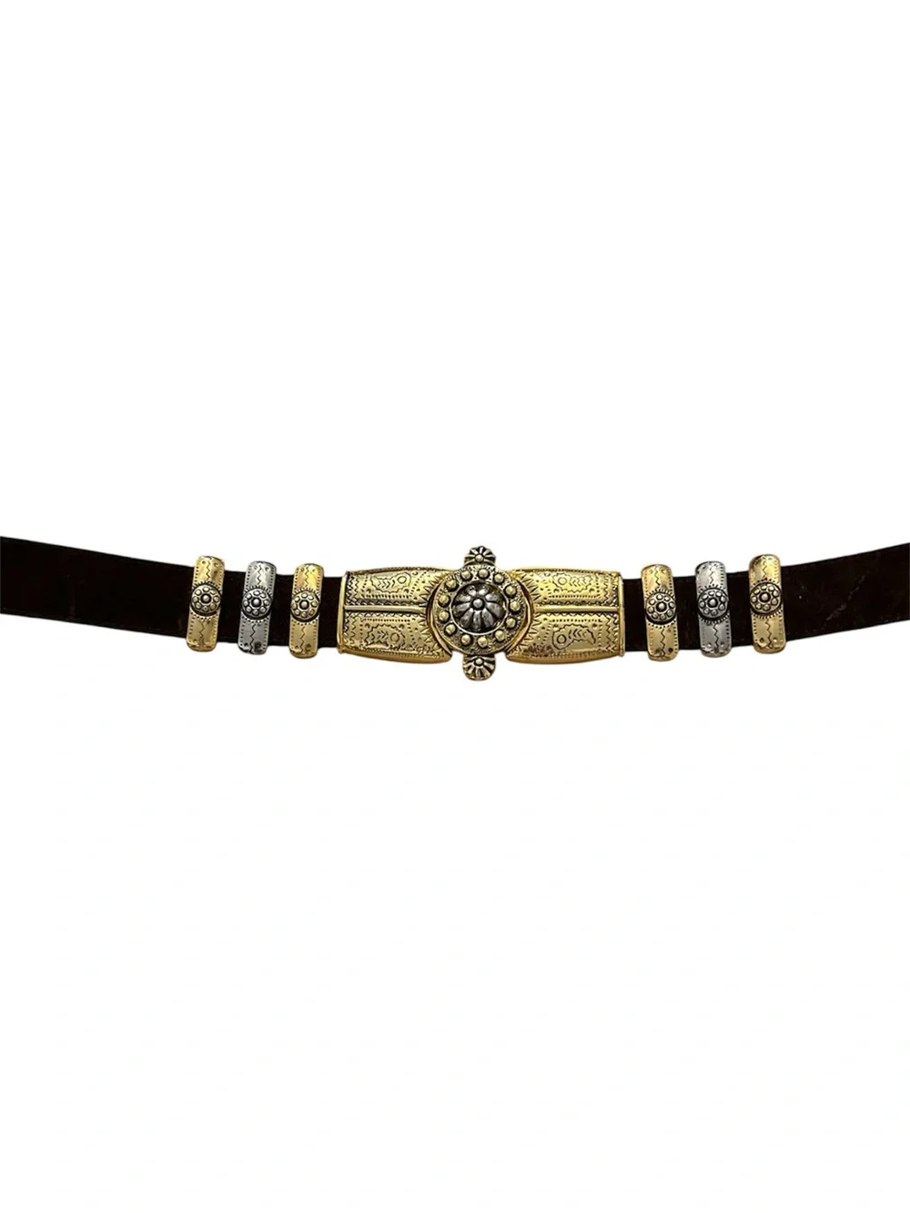 Vintage Doncaster Brown Suede Belt with Gold/Silver Cable Buckle